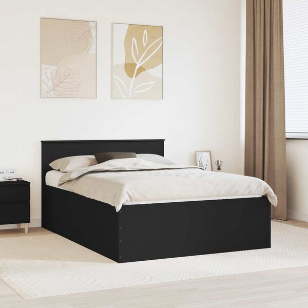 vidaXL Bettrahmen mit Kopfteil Schwarz 140 x 200 cm Holzwerkstoff