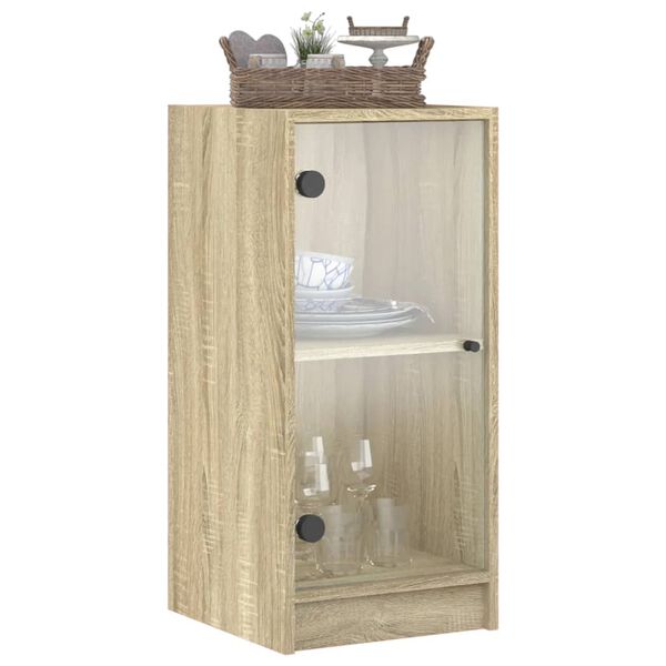 vidaXL Beistellschrank mit Glast&uuml;ren Sonoma-Eiche 35x37x75,5 cm