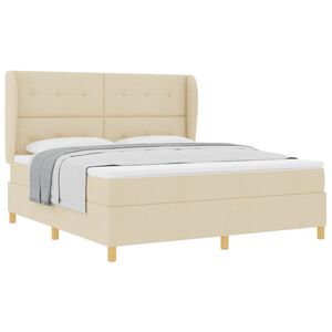vidaXL Boxspringbett mit Kopfteil Creme 200 x 180 cm Stoff