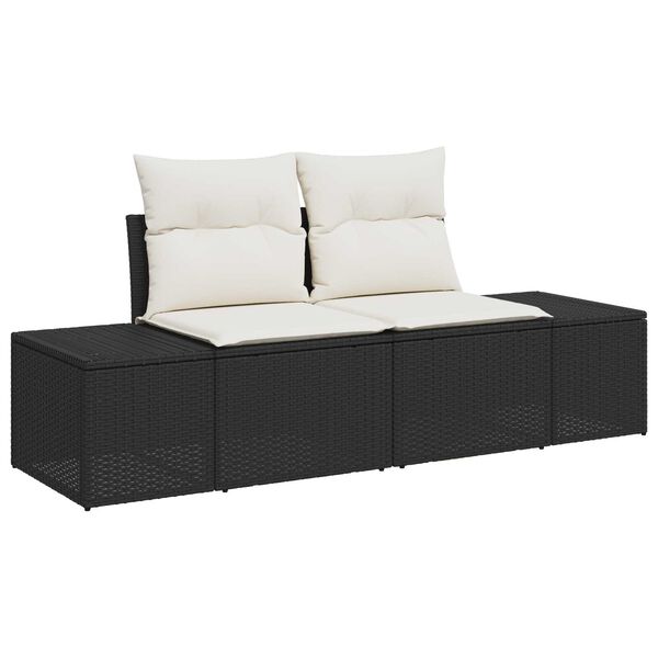 vidaXL Garten-Sofa-Set mit Speicher 13 pcs Schwarz Poly Rattan