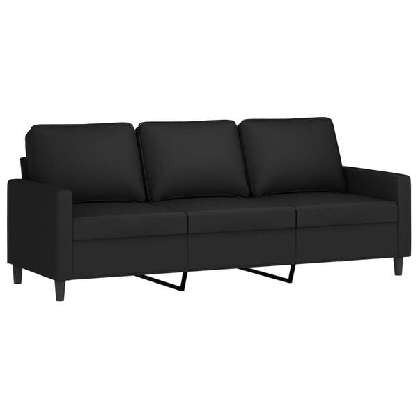 vidaXL 3-Sitzer-Sofa Schwarz 180 cm Samt