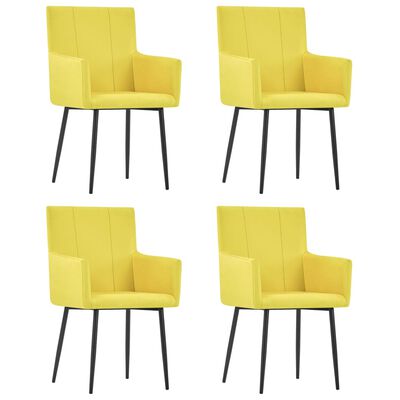 vidaXL Esszimmerstühle mit Armlehnen 4 Stk. Gelb Stoff