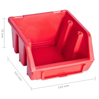 vidaXL 39-tlg. Behälter-Set für Kleinteile mit Wandplatten Rot Schwarz
