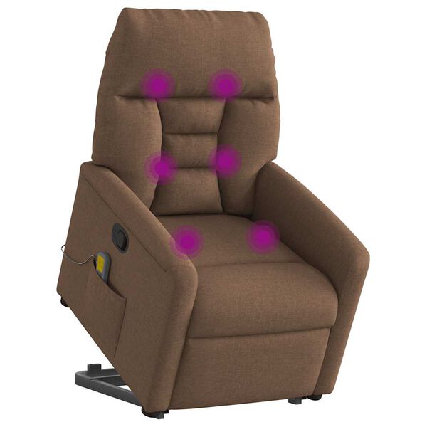 vidaXL Massagesessel mit Aufstehhilfe Braun Stoff