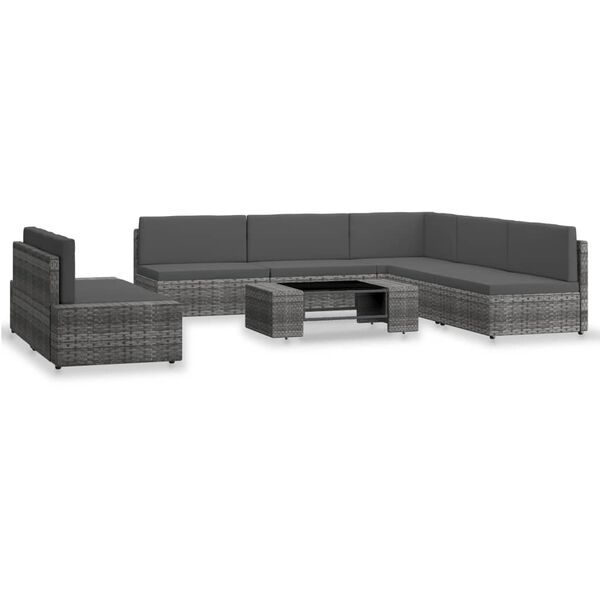 vidaXL 7-tlg. Garten-Lounge-Set Poly Rattan Grau