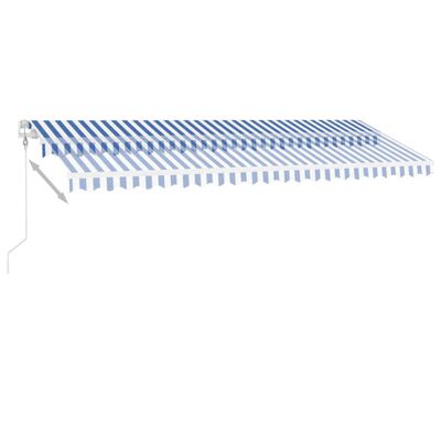 vidaXL Markise Automatisch mit LED & Windsensor 500x300 cm Blau Weiß