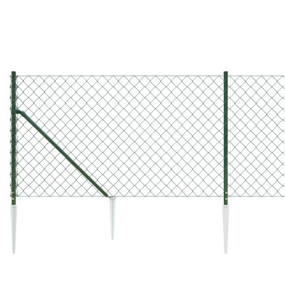 vidaXL Maschendrahtzaun mit Bodenhülsen Grün 0,8x10 m