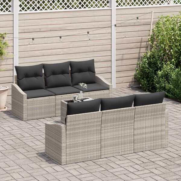 vidaXL Sofa Set mit Kissen 7 pcs Hellgrau und Dunkelgrau Poly-Rattan