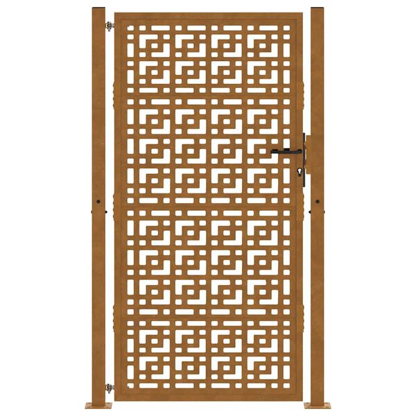 vidaXL Gartentor 100x200 cm Verwitterungsstahl Kreuzdesign