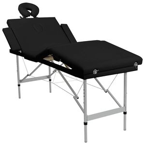 vidaXL Massageliege Klappbar 4-Zonen mit Aluminiumgestell Schwarz