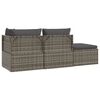 vidaXL 3-tlg. Garten-Lounge-Set mit Kissen Grau Poly Rattan