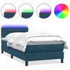vidaXL Boxspringbett mit Matratze & LED Dunkelblau 100x220 cm Samt