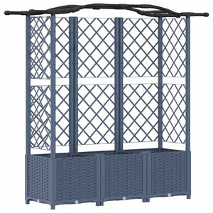 vidaXL Hochbeet mit Rankgitter und Dach Grau 163 x 40 x 141 cm PP