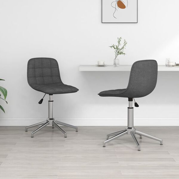 vidaXL Esszimmerst&uuml;hle 2 Stk. Drehbar Dunkelgrau Stoff