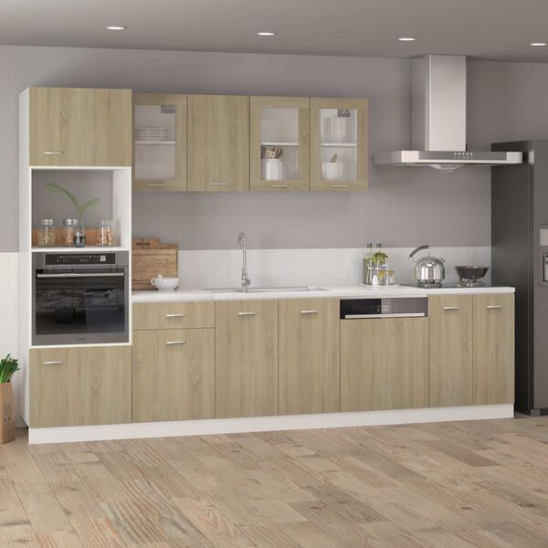 vidaXL Mikrowellenumbauschrank Sonoma-Eiche 60x57x207 cm Holzwerkstoff