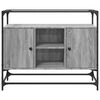 vidaXL Sideboard mit Glasplatte Grau Sonoma 98x35x81 cm Holzwerkstoff