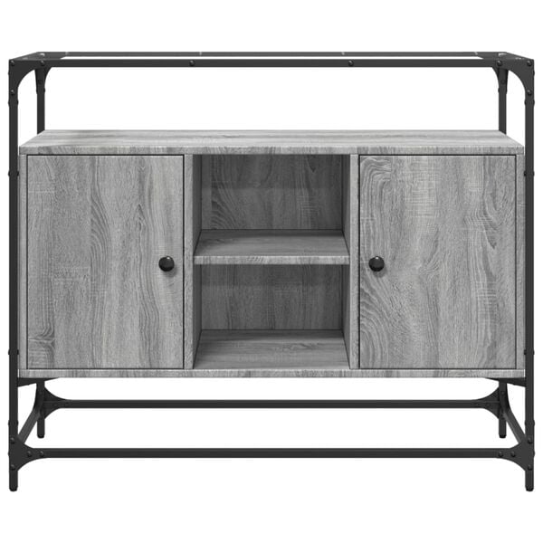 vidaXL Sideboard mit Glasplatte Grau Sonoma 98x35x81 cm Holzwerkstoff
