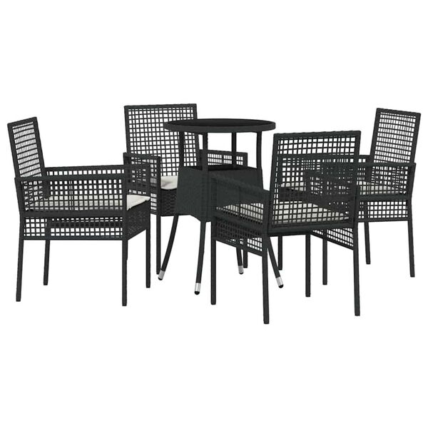 vidaXL Garten Essgruppe 5 pcs Schwarz Poly Rattan