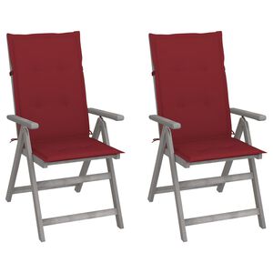 vidaXL Verstellbare Gartenst&uuml;hle 2 Stk. mit Auflagen Massivholz Akazie