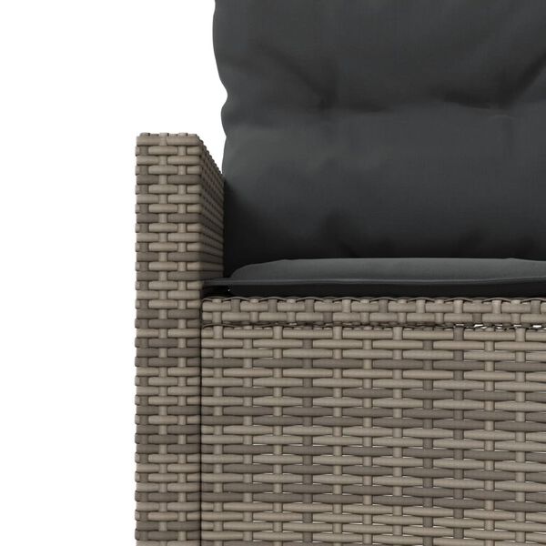 vidaXL Gartensofa mit Kissen Halbrund Grau Poly Rattan