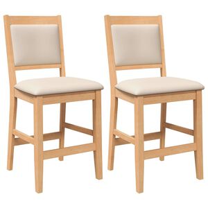vidaXL Barhocker mit Kissen 2 Stk. Natur Massivholz Gummibaum