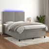 vidaXL Boxspringbett mit Matratze & LED Hellgrau 140x200 cm Samt