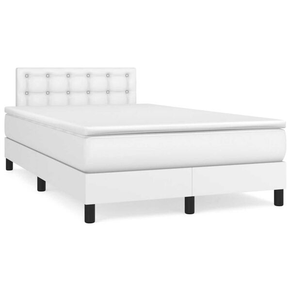 vidaXL Boxspringbett mit Matratze Wei&szlig; 120x190 cm Kunstleder