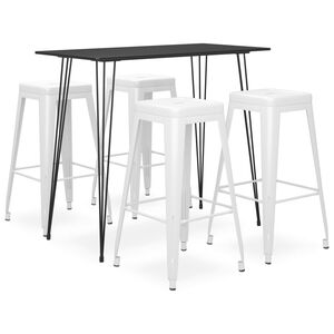 vidaXL 5-tlg. Bar-Set Schwarz und Wei&szlig;
