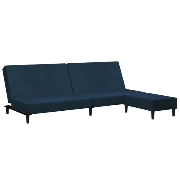 vidaXL Schlafsofa 2-Sitzer mit Fu&szlig;hocker Blau Samt