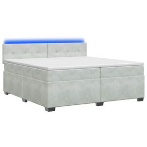 vidaXL Boxspringbett mit Matratze und LED Hellgrau 200 x 200 cm Samt