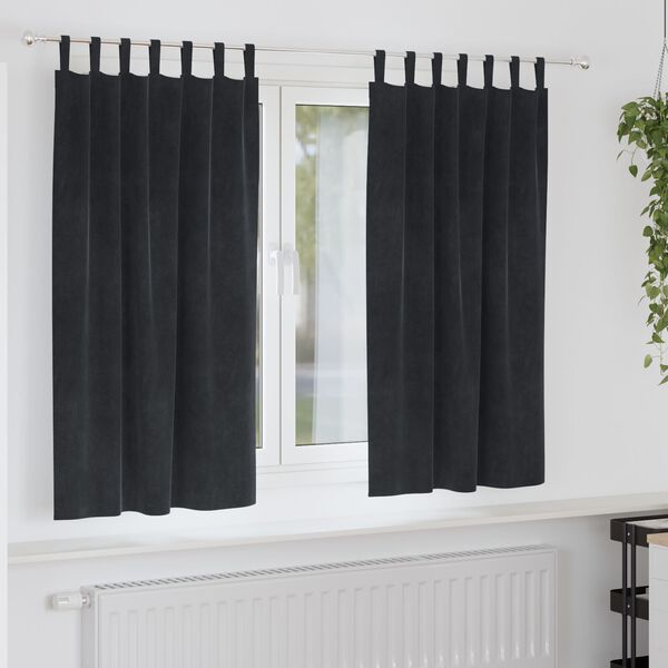 vidaXL Verdunkelungsvorh&auml;nge 2 pcs Schwarz 140 x 175 cm Samt