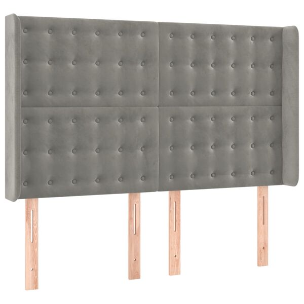 vidaXL Kopfteil mit Ohren Hellgrau 147x16x118/128 cm Samt