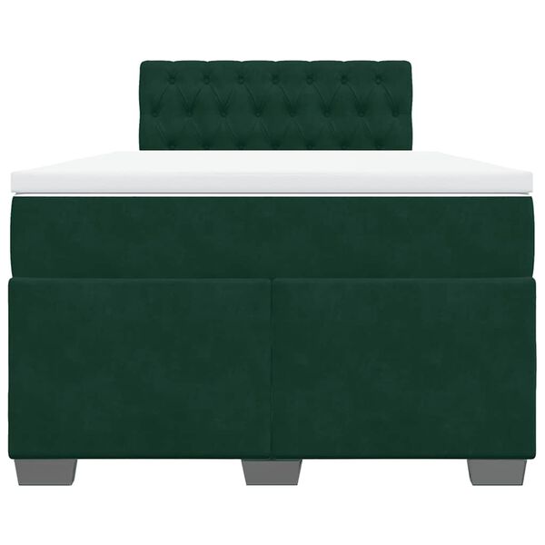 vidaXL Boxspringbett mit Matratze Dunkelgr&uuml;n 120x200 cm Samt