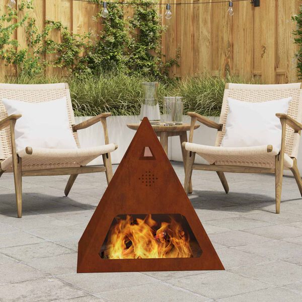 vidaXL Feuerstelle Braun 50 x 50 x 51 cm Wetterfeststahl