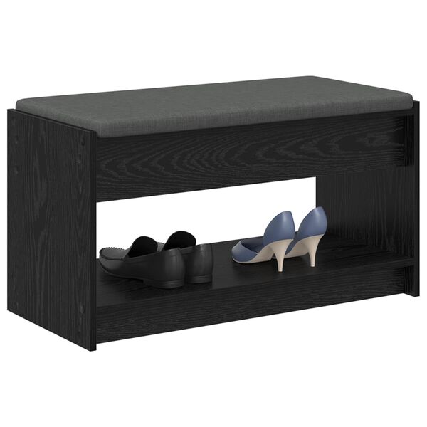 vidaXL Flurbank mit Kissen mit Regal Schwarze Eiche 83 x 38 x 45 cm