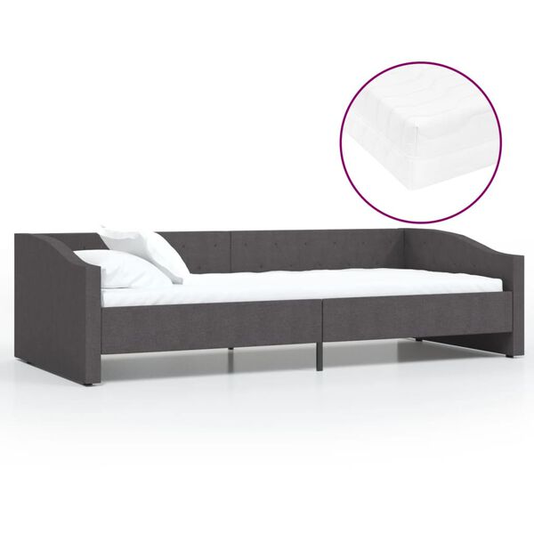 vidaXL Tagesbett mit Matratze USB Dunkelgrau Stoff 90x200 cm
