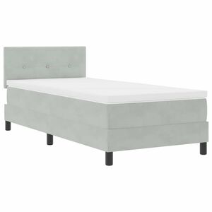 vidaXL LED Boxspringbett mit Kopfteil Hellgrau 100 x 200 cm Samt