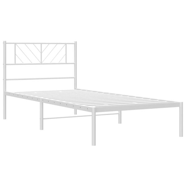vidaXL Bettgestell mit Kopfteil Metall Wei&szlig; 90x190 cm