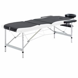 vidaXL Massageliege Klappbar 3-Zonen Aluminiumgestell Schwarz und Wei&szlig;