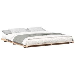 vidaXL Bodenbettgestell Braun 200 x 220 cm Massivholz Kiefer