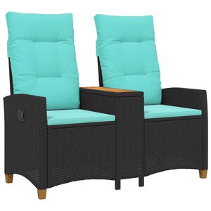 vidaXL Liegebank mit Tisch 2 -Seater 126 x 65 x 112 cm Poly-Rattan