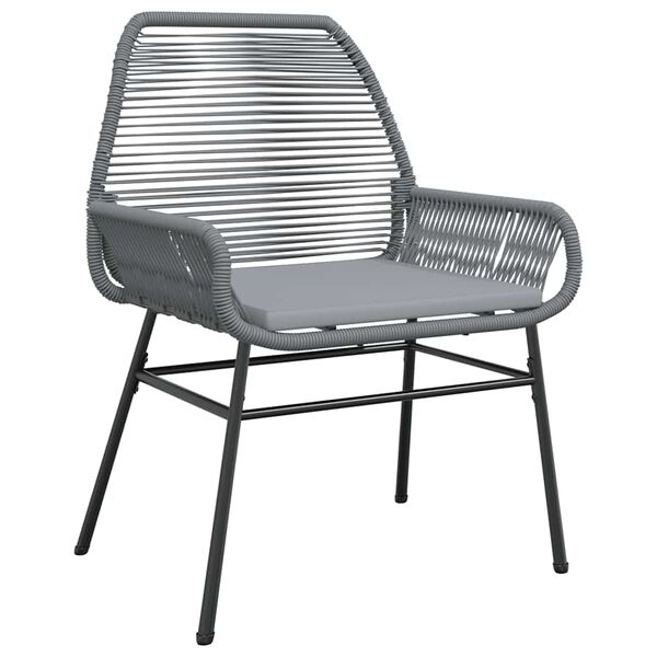 vidaXL 7-tlg. Garten-Essgruppe mit Kissen Grau Poly Rattan Glas