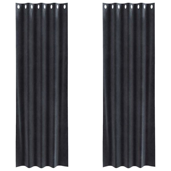 vidaXL Verdunkelungsvorh&auml;nge 2 pcs Dunkelgrau 140 x 245 cm Samt
