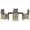 vidaXL Garten Essgruppe mit Kissen 5 pcs Beige Poly-Rattan