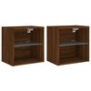 vidaXL LED Wand Nachttischschrank 2 stk. Brown Oak Compact