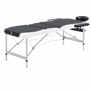 vidaXL Massageliege Klappbar 3-Zonen Aluminiumgestell Schwarz und Wei&szlig;
