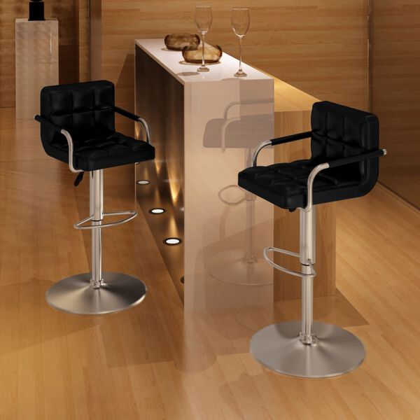 vidaXL Barhocker 2 Stk. Schwarz Kunstleder