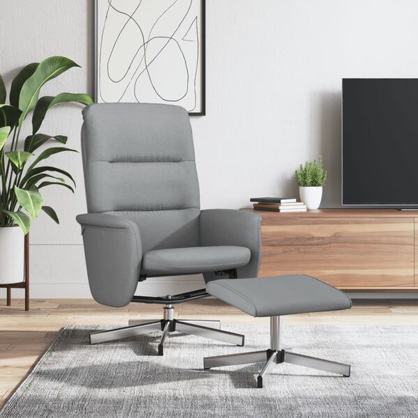 vidaXL Relaxsessel mit Fu&szlig;hocker Hellgrau Stoff