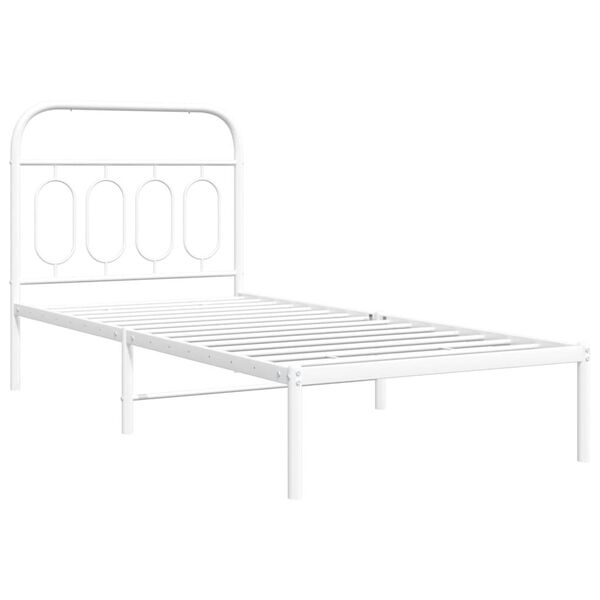 vidaXL Bettgestell mit Kopfteil Metall Wei&szlig; 90x190 cm