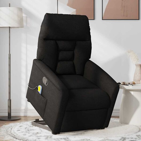 vidaXL Massagesessel mit Aufstehhilfe Schwarz Stoff